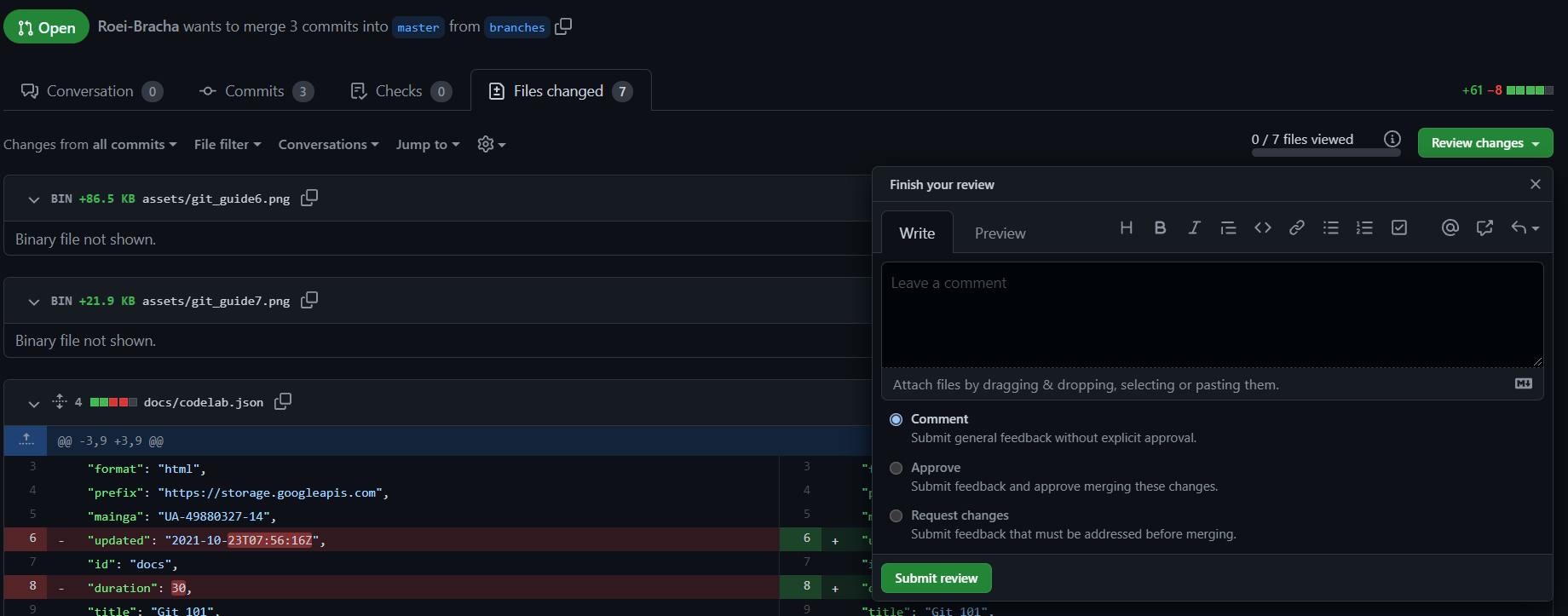 create pull request 